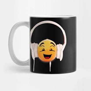 happy oranges while using headphones Mug